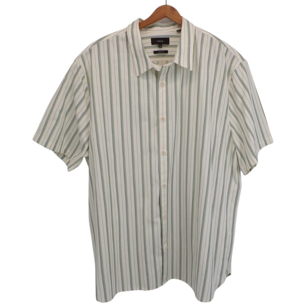 Vince Men's XXL/TTG Dress Shirt Short Sleeve Button Vertical Stripe.